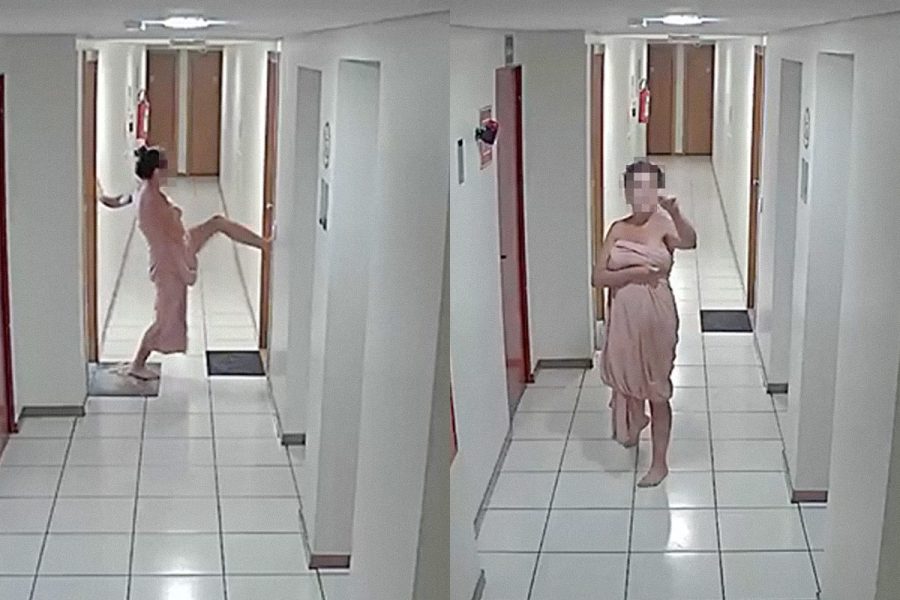 Advogada de toalha quase derruba porta de vizinha no chute em Águas Claras