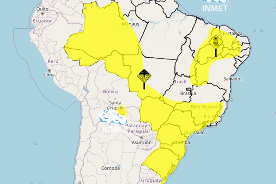 Alerta amarelo: 15 estados têm risco de tempestades e ventos de até 60 km/h