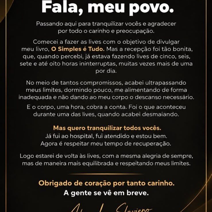 Alexandre Slaviero desmaia ao vivo e explica o que aconteceu