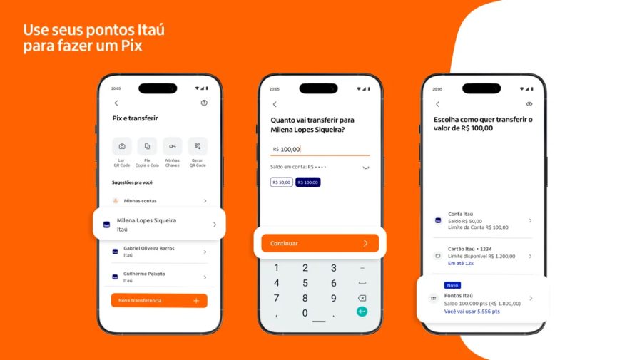 App do Itaú ganha pagamento de Pix com pontos acumulados na conta