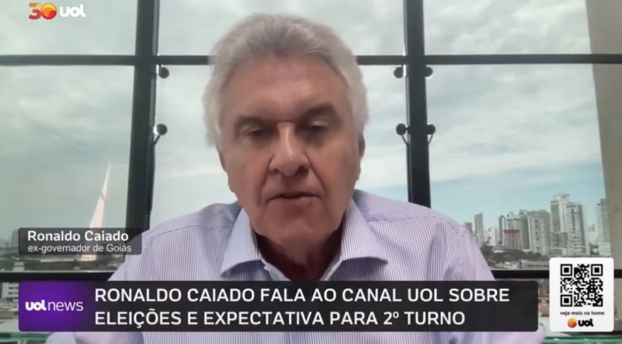Caiado se irrita com jornalista ao ser questionado sobre apoio a Flávio: “Contenha o seu petismo”
