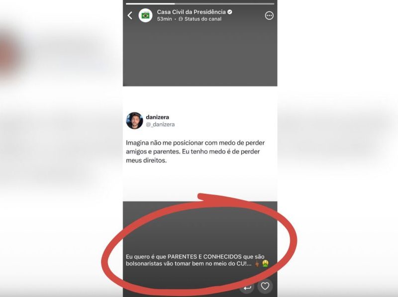 Casa Civil publica xingamento a bolsonaristas e apaga post