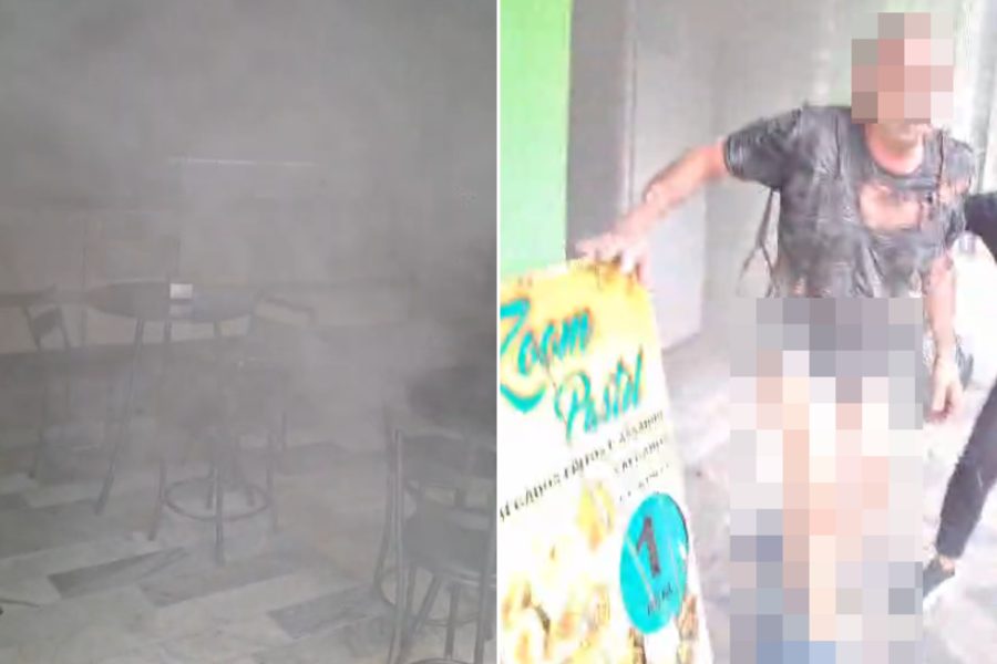 Comerciante fica queimado e tem roupas rasgadas ao tentar salvar lanchonete