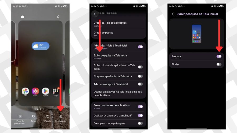 Como tirar a barra do Google da tela inicial na One UI 9