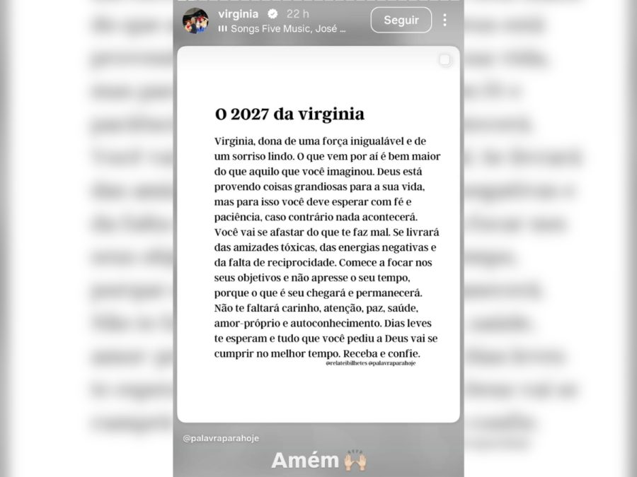 Em dia de briga com Vini Jr., Virginia repostou sobre “se livrar de falta de reciprocidade”