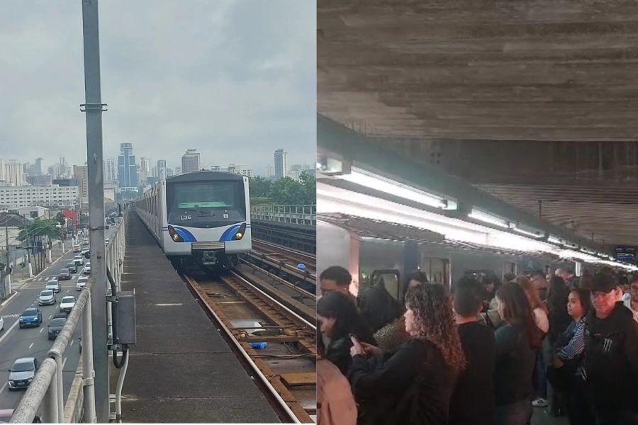 Falha na Linha-Azul do Metrô causa fila de trens e acúmulo de passageiros