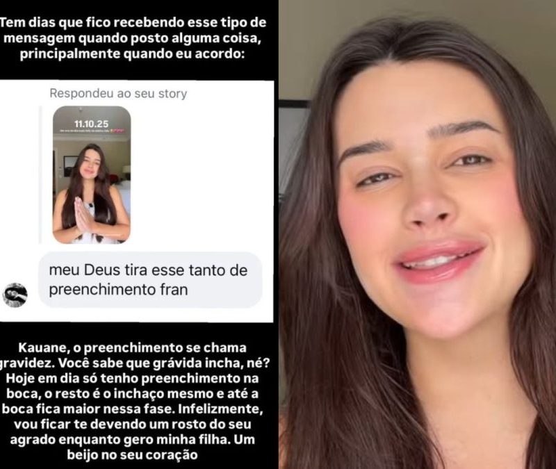 Franciny Ehlke reage a críticas sobre rosto inchado na gravidez