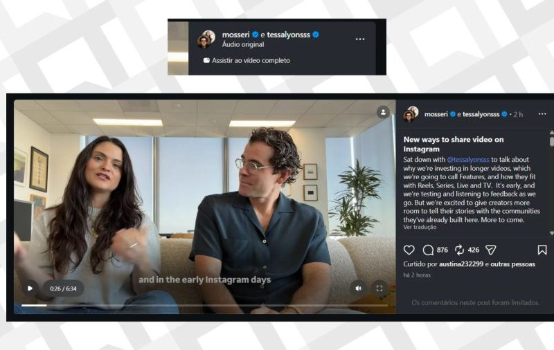 Instagram testa novo formato de vídeos horizontais e Brasil será “laboratório”