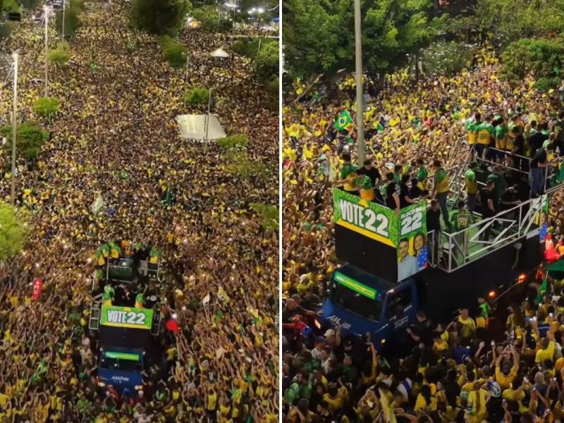 Ato pró-Flávio Bolsonaro reúne multidão nas ruas de Manaus