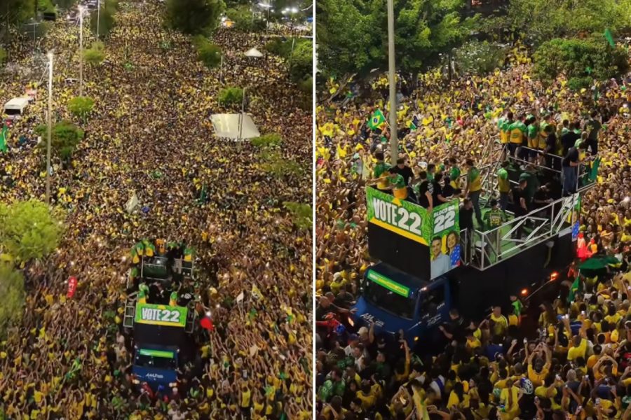 Multidão lota ruas de Manaus (AM) em ato pró-Flávio Bolsonaro
