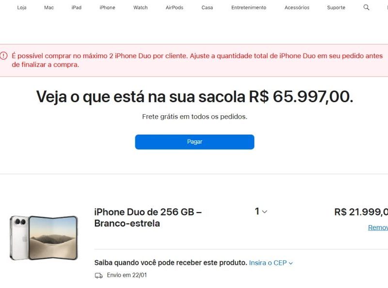Apple limita compra do iPhone Duo a duas unidades por cliente