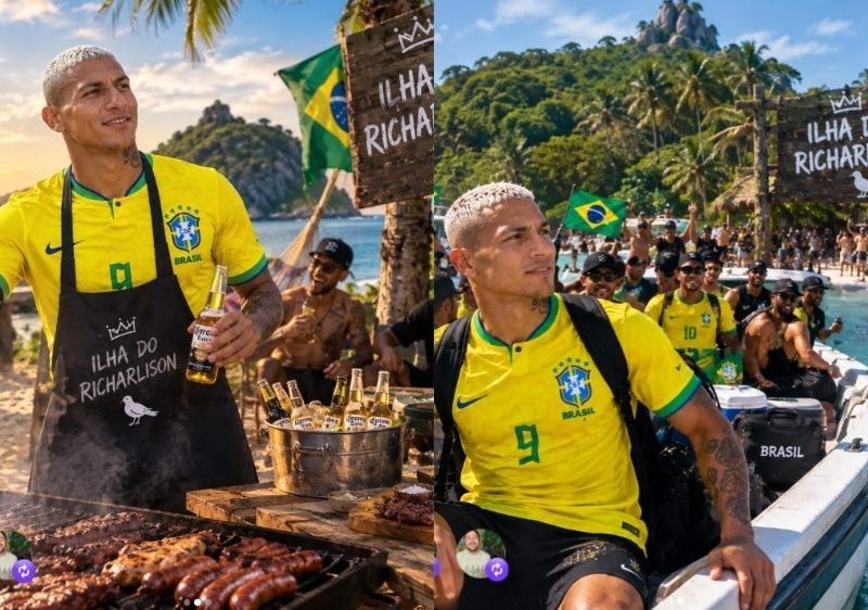 Richarlison tira onda com Flávio Bolsonaro, com quem disputa ilha em Angra dos Reis, após a fuga do senador