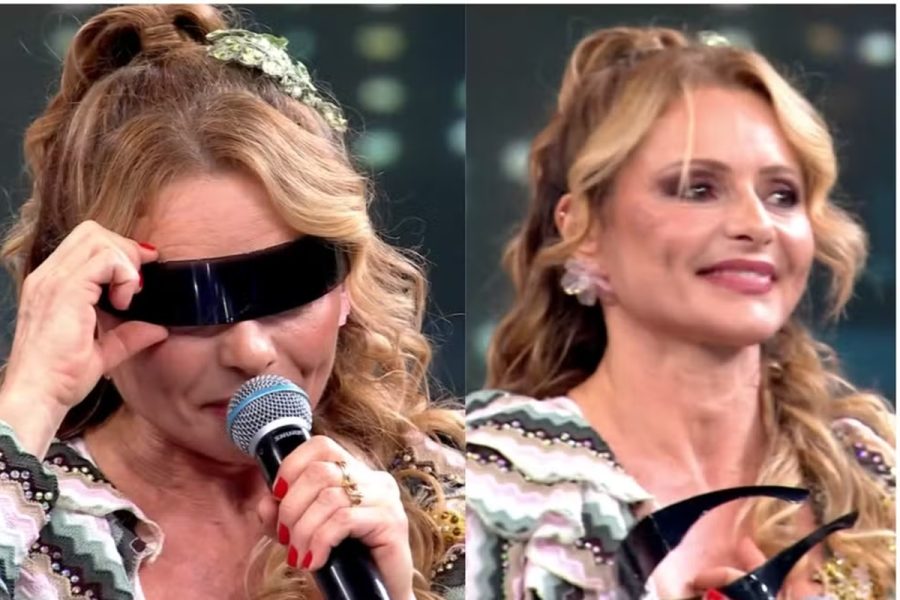 Rita Guedes tira os óculos ao vivo no Domingão e desabafa sobre erro médico