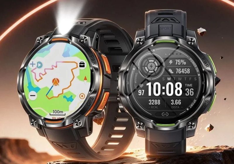 Smartwatch tático Hero K1: mapas offline e lanterna integrada