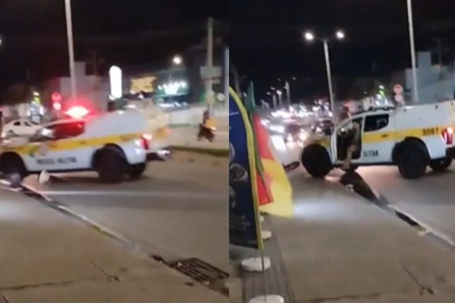 Viatura da PM atropela motociclista durante festa pró-Lula em SC